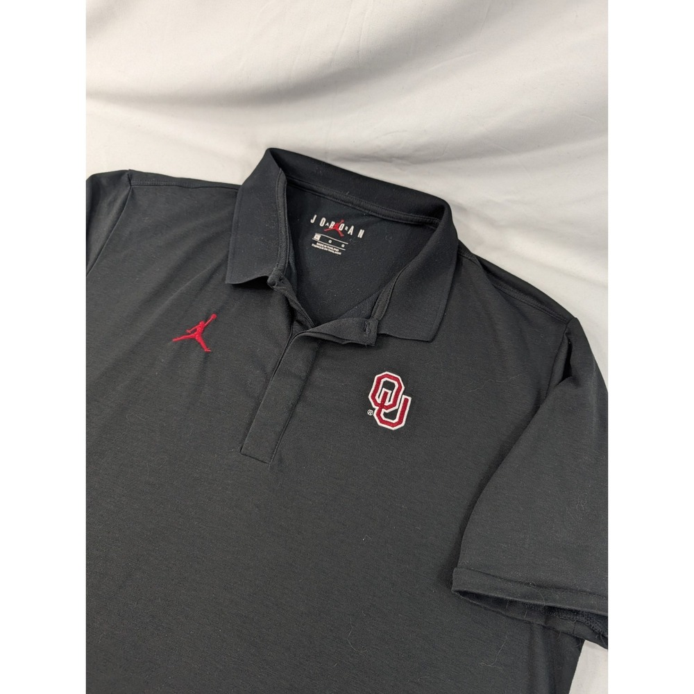 Jordan Polo Shirt Mens Large Golf Black  Oklahoma Sooners Dri-FIT Jumpman